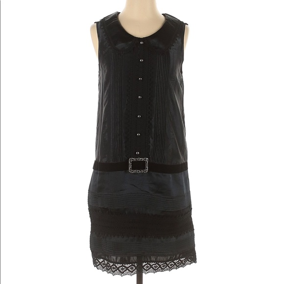 Anna Sui Shirt Dress Target Sleeveless Scoop Neck Collar Drop Waist Belted Mini - Picture 9 of 16